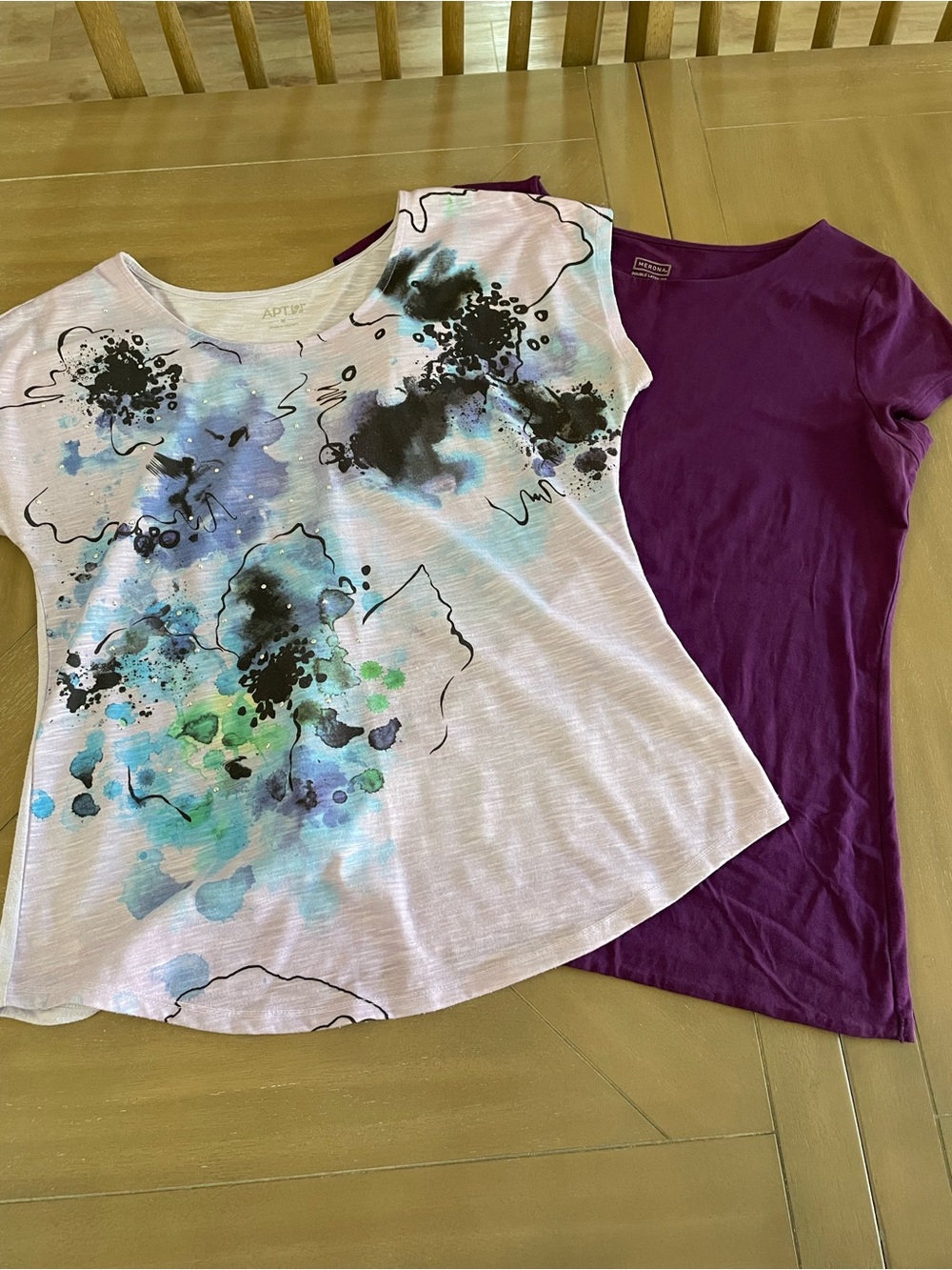Apt. 9 Set of 2 Lavender Tie-Dye Tee with Black Accent
